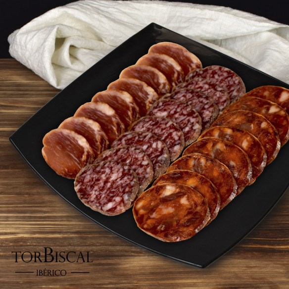 Loncheado de jamón bellota 100% ibérico + lomo bellota ibérico 50% r. ibérica + chorizo+salchichón (ibérico bellota)